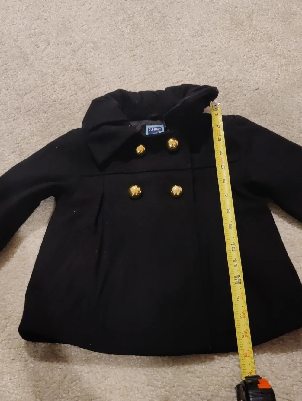 OLD NAVY BLACK WOOL Blend PEACOAT JACKET HOLIDAY DRESSY COAT 5T Y2K Cottagecore